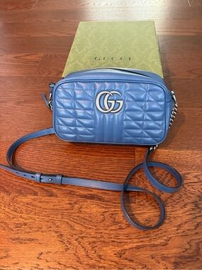 Gucci Blue Medium Marmont GG Camera